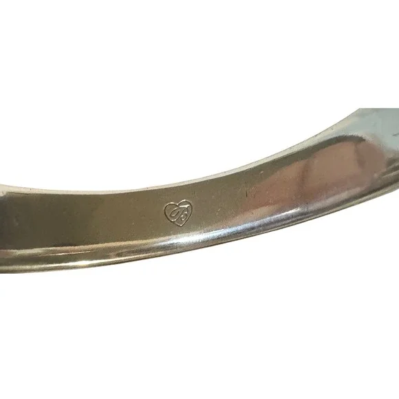 Brighton bangle silver tone with wave of Swarovski crystals, hinged 6" vintage - Picture 2 of 9